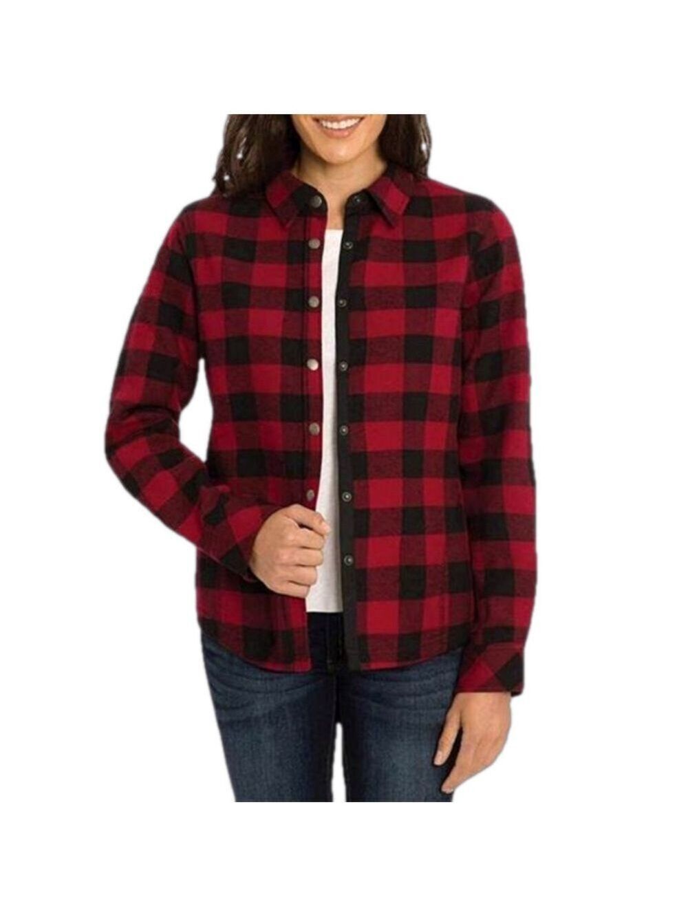 Orvis Hunters Pinnacle Fleece Lined Flannel Shacket Red/Black Buffalo Plaid, L